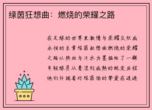 绿茵狂想曲：燃烧的荣耀之路